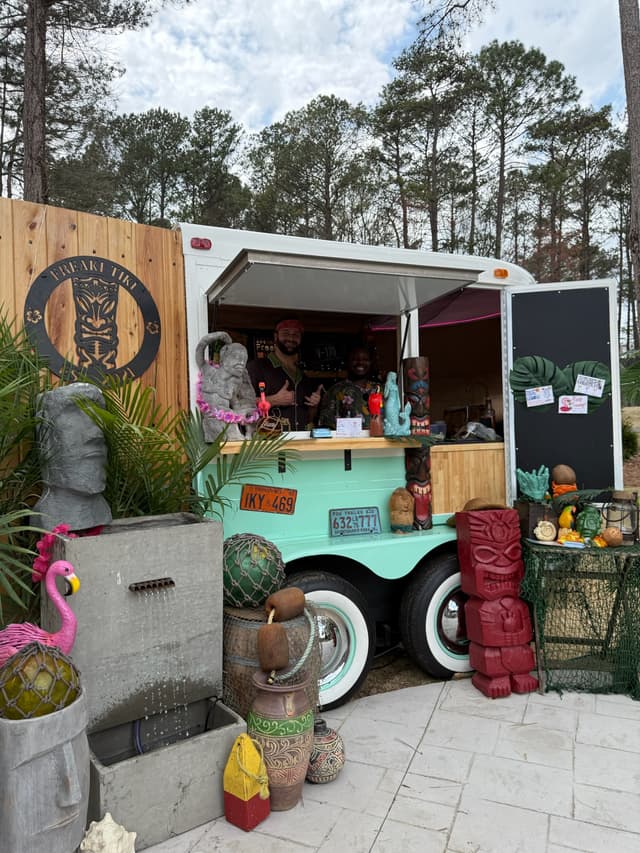 Tiki Trailer Bar package - The ultimate traveling tiki experience. Perfect for driveways, weddings, block parties, & all large gatherings ~
* Location screening for trailer accessibility required *